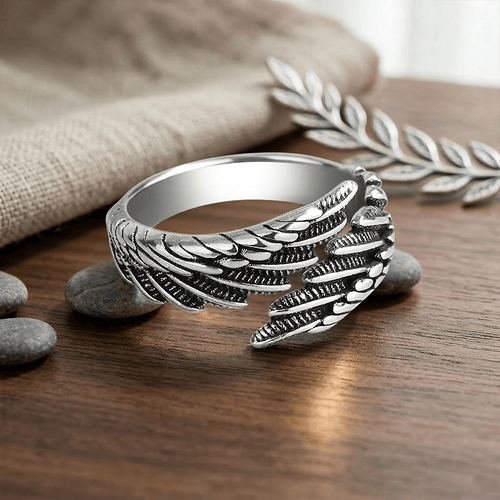 Silver Angel Wing Open Adjustable Ring